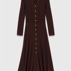 Maje Dark Brown Rablie Knit Sweater Dress